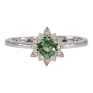 Alexandrite Ring With Earth-Mined Diamond Accents: Solid 14k Gold, Size 6.75 For Sale