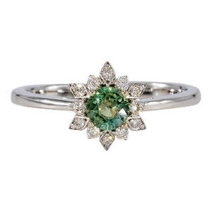 Alexandrite Ring With Earth-Mined Diamond Accents: Solid 14k Gold, Size 6.75