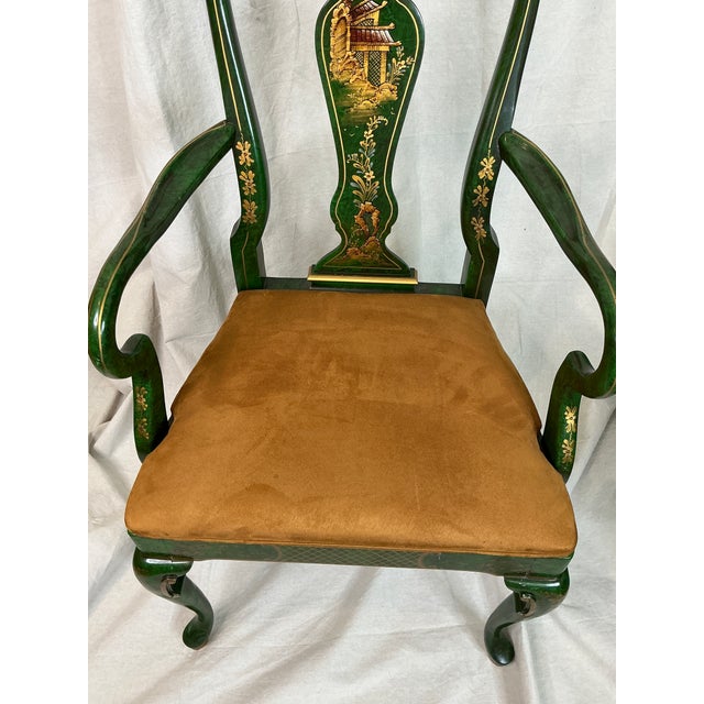 1980s Signed Norman Lundin Green Chinoiserie Armchair For Sale - Image 13 of 18