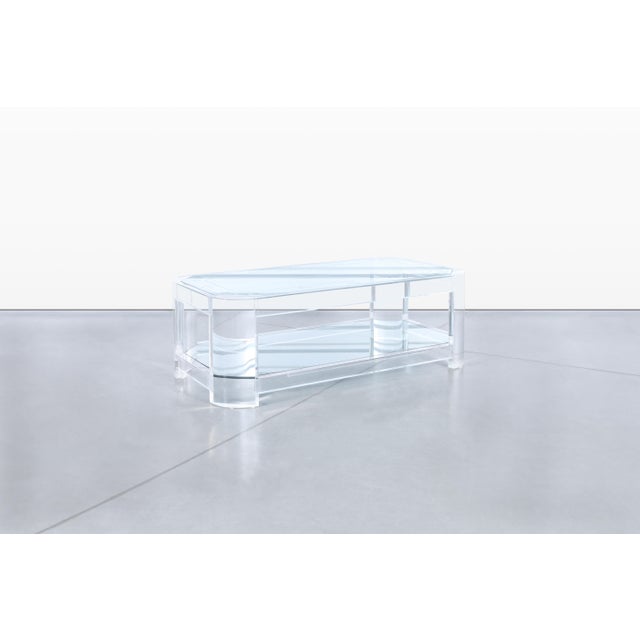 1980s 1980s Mid-Century Modern Two-Tiered Lucite Coffee Table by Les Prismatiques For Sale - Image 5 of 11