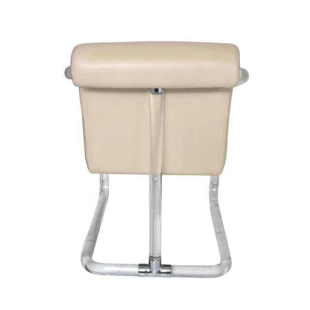 Animal Skin Vintage Lion N Frost Signed Lucite Round Dining Table With Four Lucite and Leather Channeled Chairs For Sale - Image 7 of 12