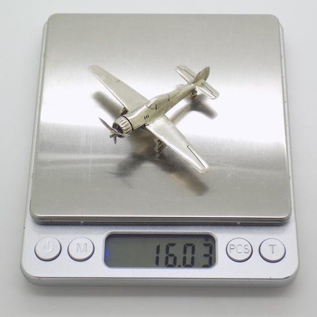 Vintage Italian Handmade Genuine Silver Airplane Figurine, 1980s For Sale - Image 10 of 13