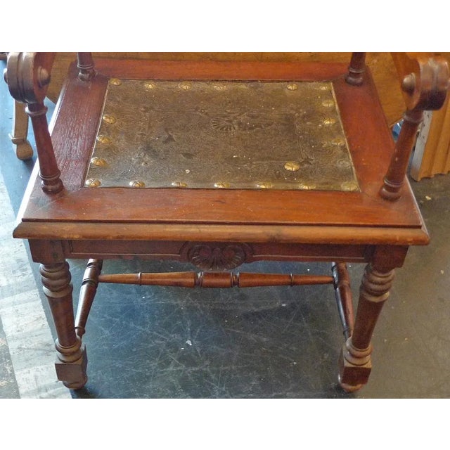 Farmhouse 19th Century French Carved and Stained Walnut Stool. For Sale - Image 3 of 12