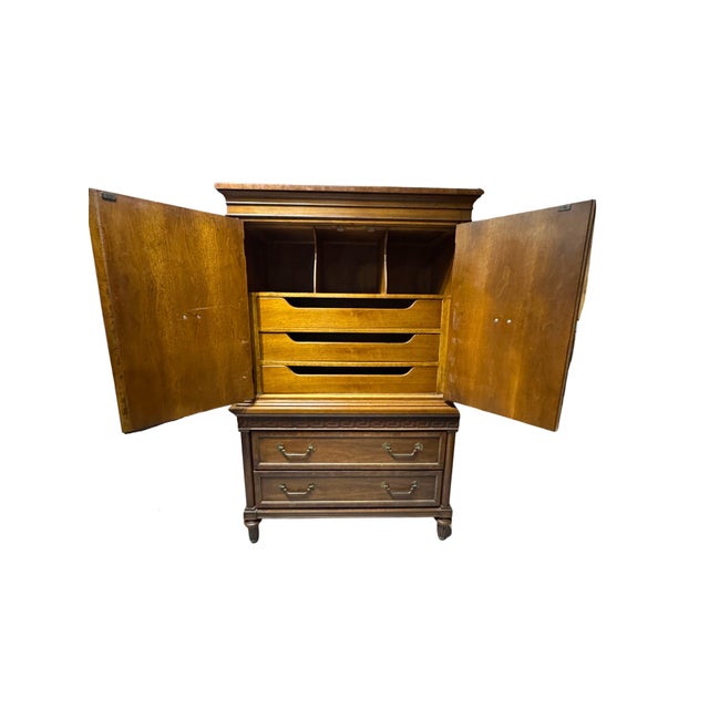 Hollywood Regency Vintage Thomasville Greek Key Armoire in the Hollywood Regency Style, C. 1970s For Sale - Image 3 of 18