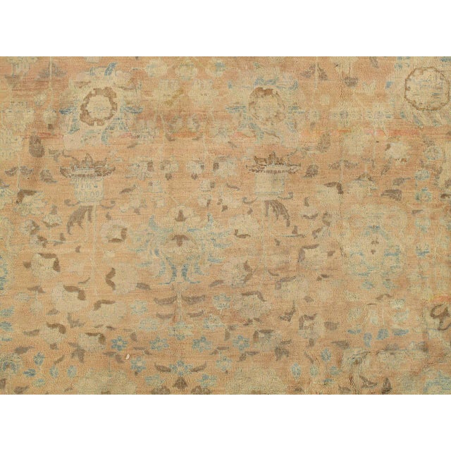 Textile Antique Tabriz Carpet, Handmade Persian Rug in Floral Gold, Light Blue, Taupe For Sale - Image 7 of 18