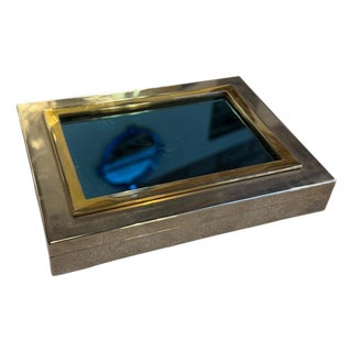 Brass and Glass Humidor Box With Wood Interior, 1970s For Sale