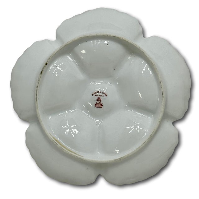 Metal Antique French Limoges Porcelain Oyster 22k Gold & Ferns Decorated Plates Set of 7 For Sale - Image 7 of 18