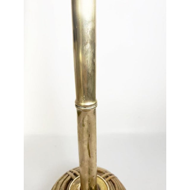 1970s Large Brass and Rattan Candleholder in the style of Gae Aulenti, France, 1970s For Sale - Image 5 of 12