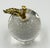 Venetian Art Glass Apple Paperweight W/Brass Leaf & Stem Bullicante Bubbles For Sale In Palm Springs - Image 6 of 7
