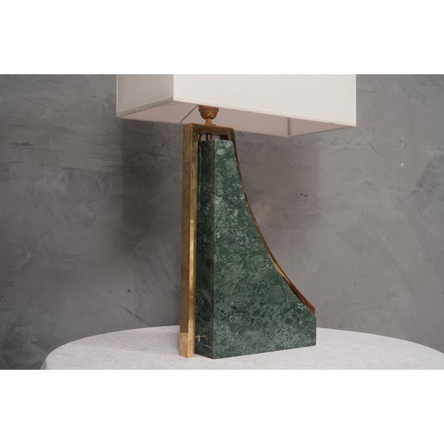 Italian Indian Green Marble and Brass Table Lamp, 2000s For Sale - Image 9 of 12