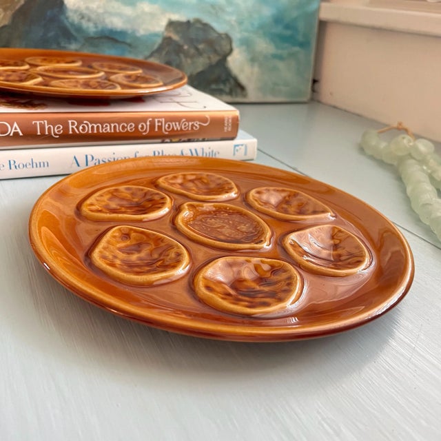Vintage Niderviller Faience Brown Oyster Plates- a Pair For Sale - Image 9 of 12