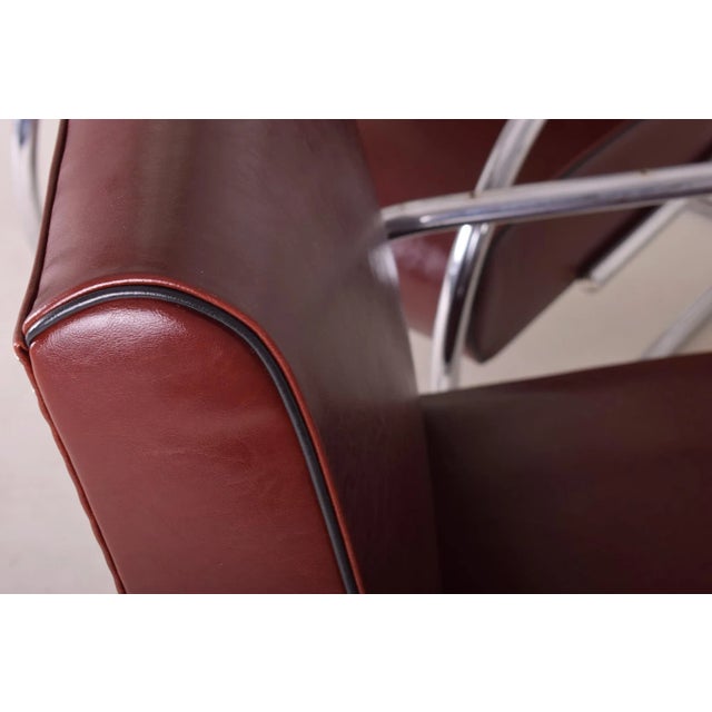 Metal Burgundy Tubular Armchairs, 1930s, Set of 2 For Sale - Image 7 of 10