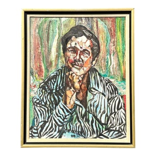 Vintage Original Oil Portrait on Canvas For Sale