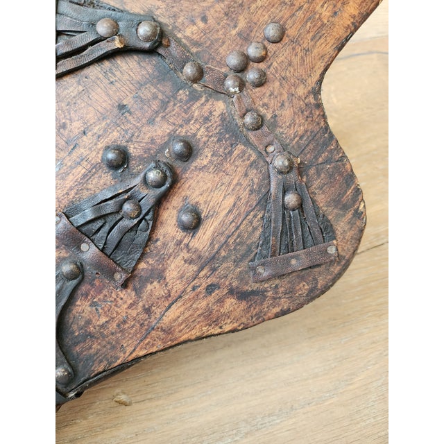 19th-Century Primitive Wood, Leather & Iron Fireplace Bellows With Studded Folk Art Decoration For Sale - Image 17 of 18