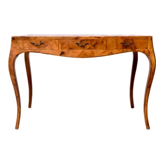 Mid Century Oyster Burl Olive Writing Table For Sale