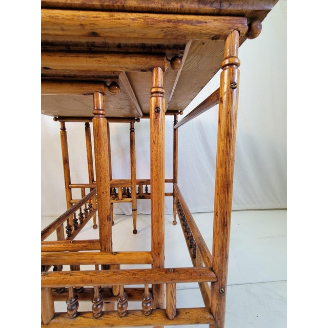 19th Century Victorian Chestnut Stacking Ball Nesting Table Set of 3 For Sale - Image 10 of 12