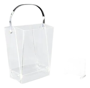 20th C. Mid-Century Modern Bent Lucite & Chrome Paper Basket & Letter Holder