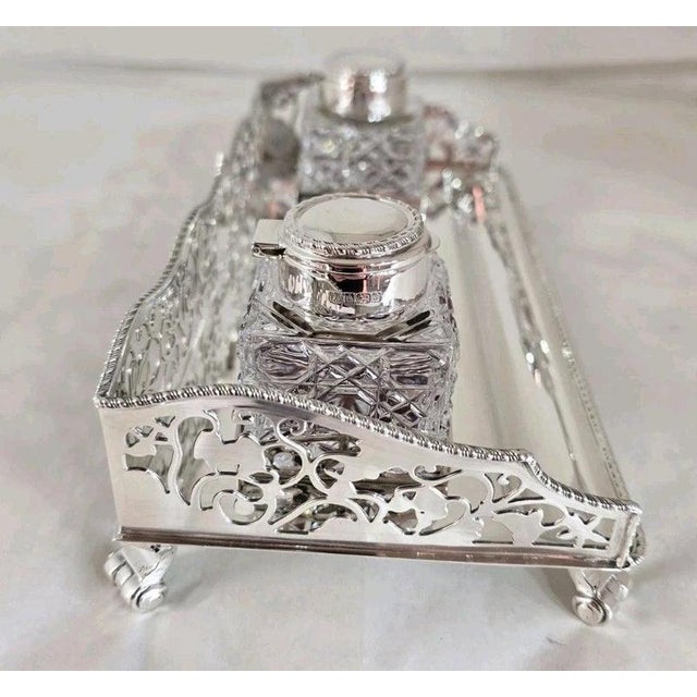 Sterling Silver Inkwell Stand from Barker Ellis, 1992 For Sale - Image 6 of 14