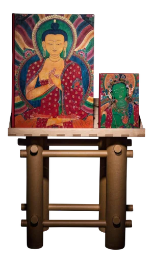 Thomas Laird "Murals of Tibet" Painting Collection Autographed by the Dalai Lama Collector's Edition with Book Stand