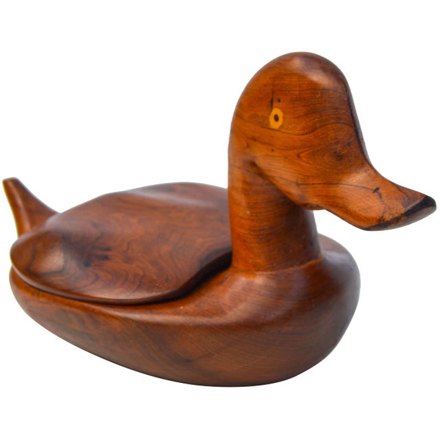 Hand-carved Moroccan cedar duck lidded bowl with ornate details. This beautiful accent ships within 1-2 business days from...