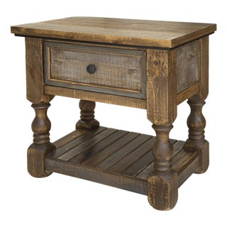 Charlie Solid Pine Wood Rustic Nightstand For Sale