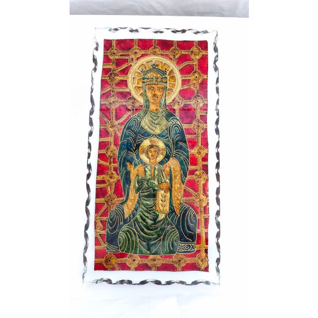 Sacred Image Hammered Glass Panel in the style of Fontana Arte, Italy, 1970s For Sale - Image 12 of 12