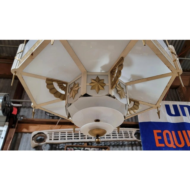 Art Deco Movie Theater Chandelier 1930's For Sale - Image 4 of 12
