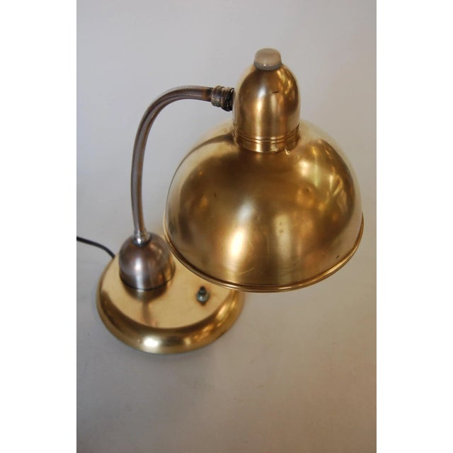 Brass and Chrome Machine Age Bell Shade Reading Desk Lamp For Sale - Image 4 of 11