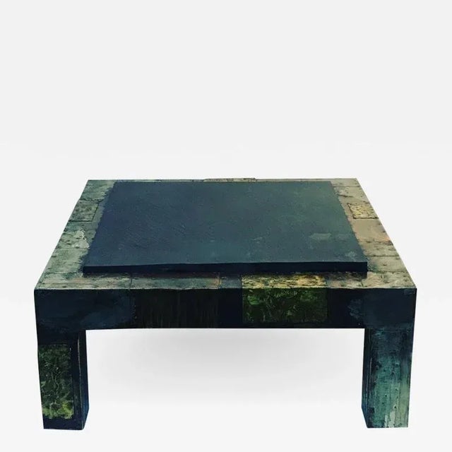 Late 20th Century Paul Evans Mixed Metals Patchwork and Slate Coffee Table For Sale - Image 5 of 5