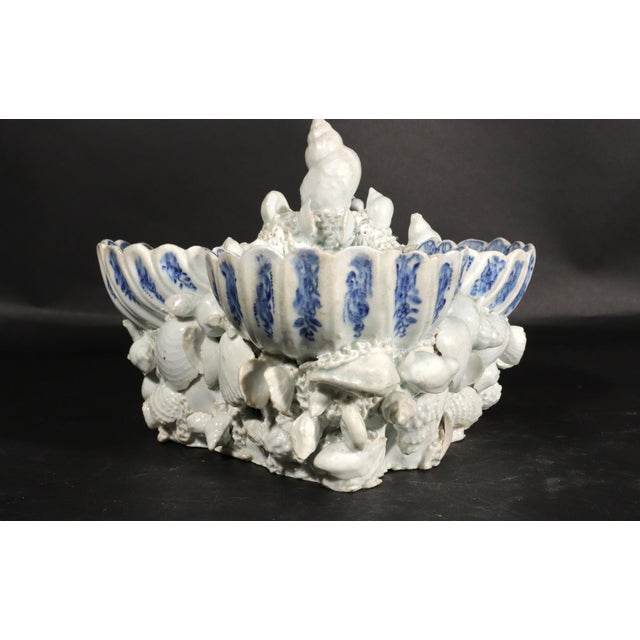 Bow Porcelain Underglaze Blue & White Shell Sweetmeat Stand For Sale - Image 10 of 16