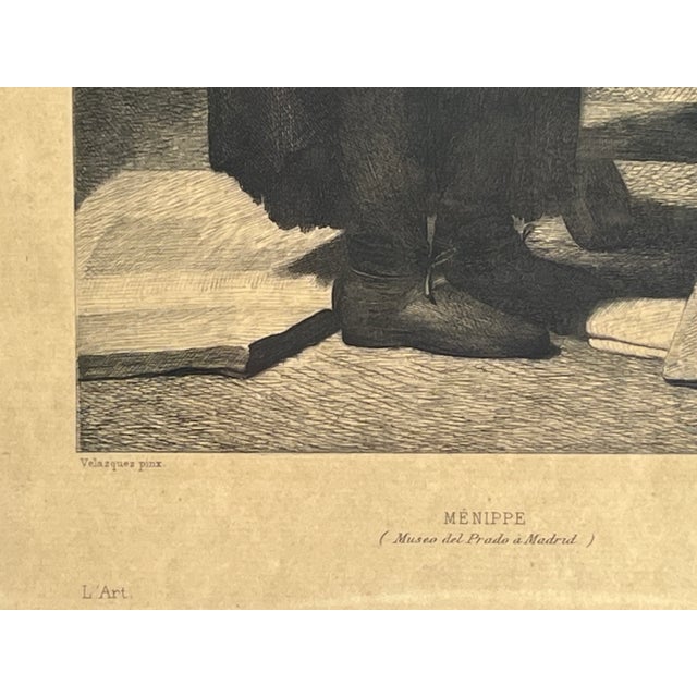 Sculpture Materials Late 19th Century Antique Engraving Valazquez Pinx Portrait De Menippe For Sale - Image 7 of 10