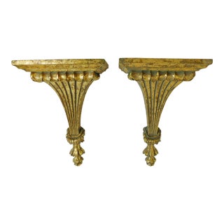 Vintage Gold Display Wall Shelves - a Pair For Sale