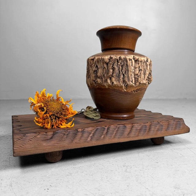 1960s Japanese Wooden Chazutsu Tea Caddy with Natural Bark, 1960s For Sale - Image 5 of 12