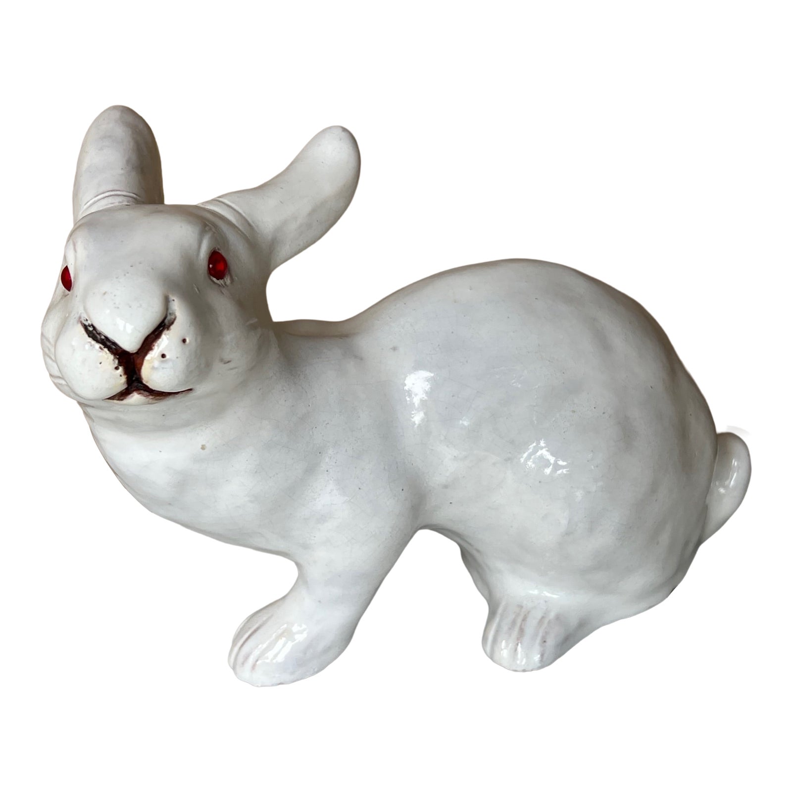 Vintage Hand Painted Terra Cotta Rabbit | Chairish