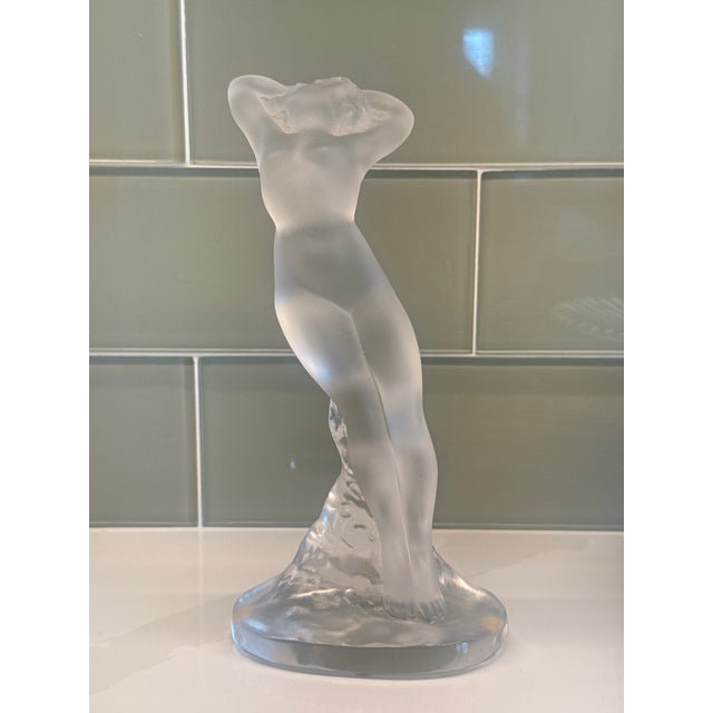 Lalique France “Arms Up Acrobat” Frosted Crystal Sculpture With Original Box For Sale - Image 11 of 15