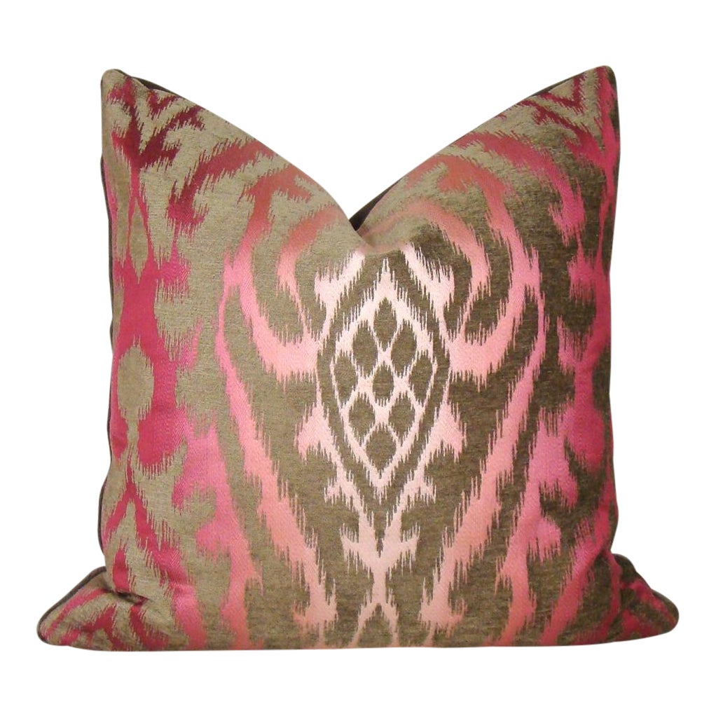 Raspberry Mocha Silk Velvet Ombre Ikat Bolster Pillow Cover Chairish