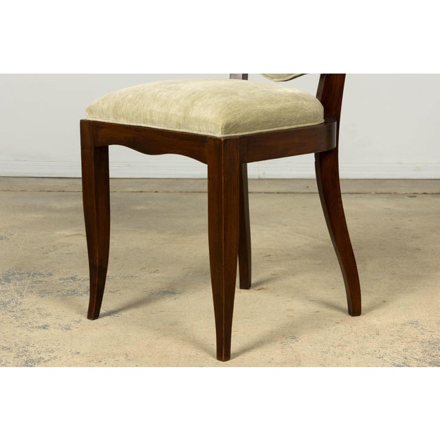 Set of 8 French Art Deco Walnut Dining Chairs in Sprout Green, 1930s For Sale - Image 9 of 18