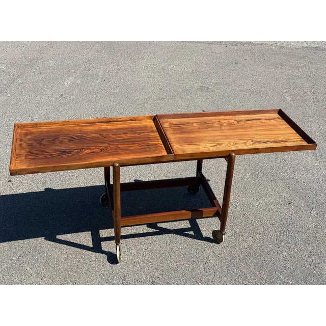 Vintage Danish Extendable Bar Cart by Poul Hundevad, 1960s For Sale - Image 13 of 16