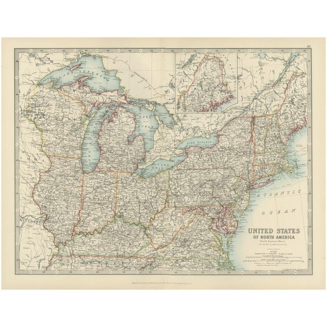 Antique Map of Northeastern USA, 1903 For Sale - Image 10 of 10