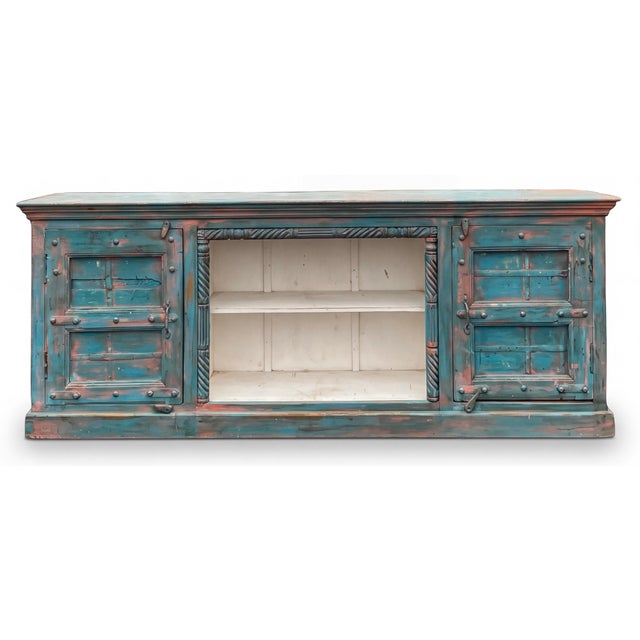 19th-C. Rustic Primitive Farmhouse Modern Painted Credenza / Cabinet / Sideboard For Sale - Image 10 of 10