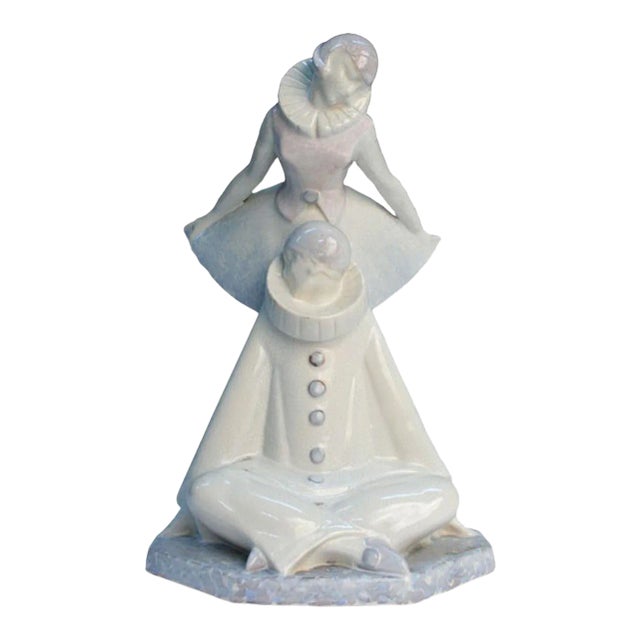 1930s Art Deco Pierre Le Faguays Pierrot and Pierette Porcelain Figure For Sale