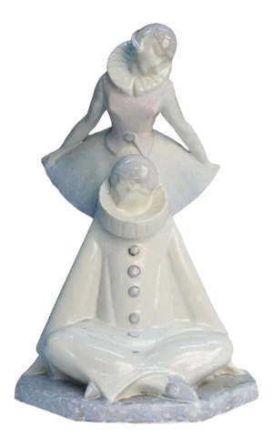 1930s Art Deco Pierre Le Faguays Pierrot and Pierette Porcelain Figure