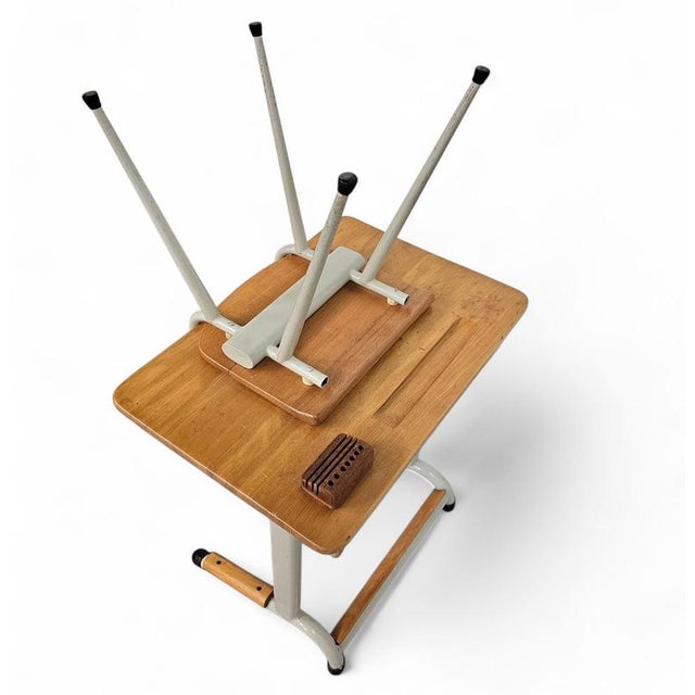 School Desk Set with Tapering Legs, 1960s, Set of 2 For Sale - Image 14 of 18