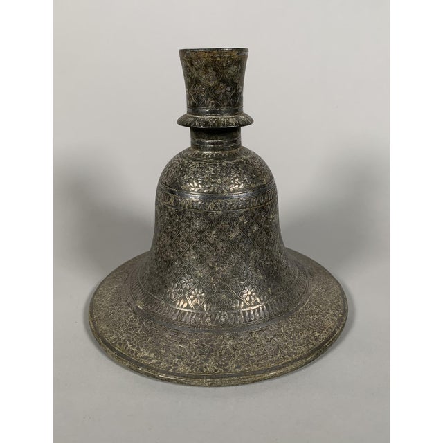 Bidri Huqqa Hookah Base in Steel and Silver, India, 18th Century For Sale - Image 6 of 6