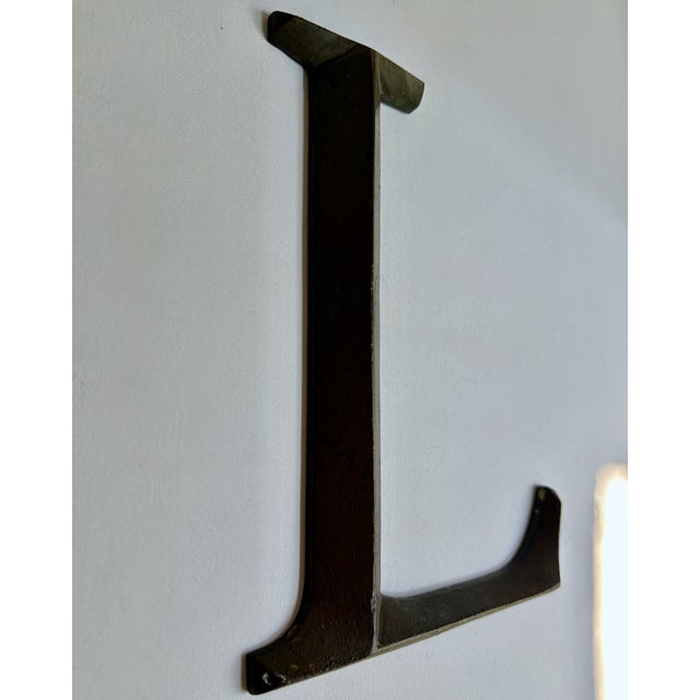 Antique Bronze Letter "L" Hanging Wall Signage For Sale - Image 9 of 15
