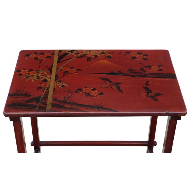 Japanese Red Lacquer Nesting Tables, 1900s, Set of 4 For Sale - Image 6 of 9