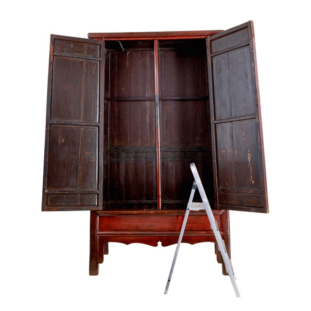 monumental 19th century chinese red lacquer cupboard circa 1870. stunning chinese cupboard of the largest proportions we...