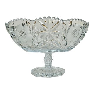 Antique Pressed Glass Footed Bowl For Sale