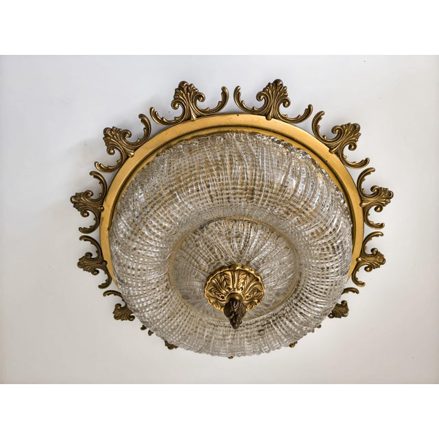Mid-Century Modern Ornate Textured Glass Flush Mount, 1960s For Sale - Image 12 of 18