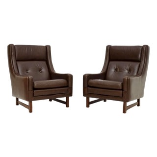 Vintage Leather Lounge Chairs by Torbjörn Afdal for Bruksbo, 1970s, Set of 2 For Sale